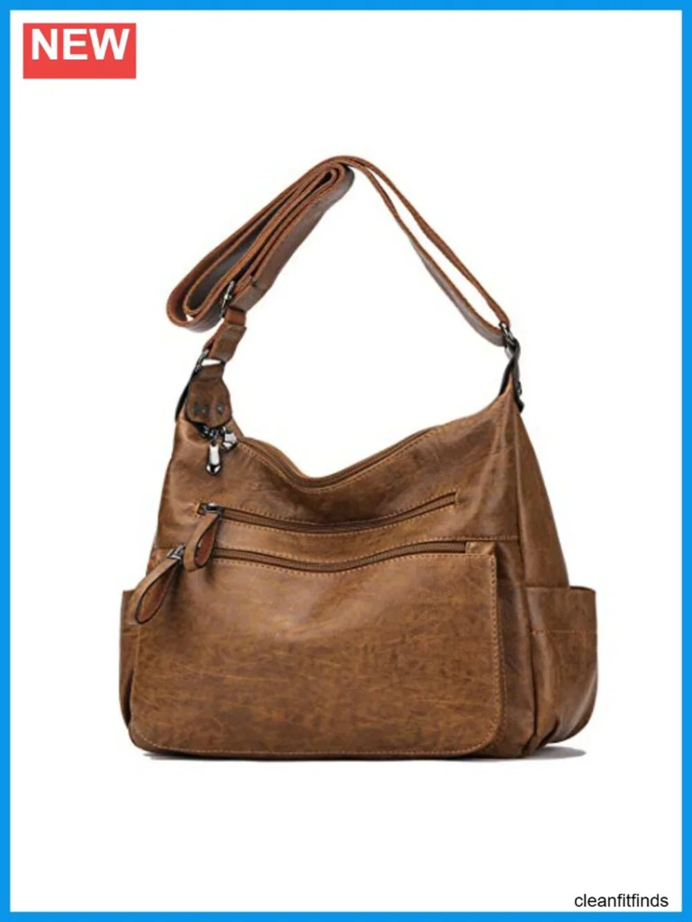 PU Leather Hobo Crossbody Bag Multi Pocket Shoulder Tote Handbag Women